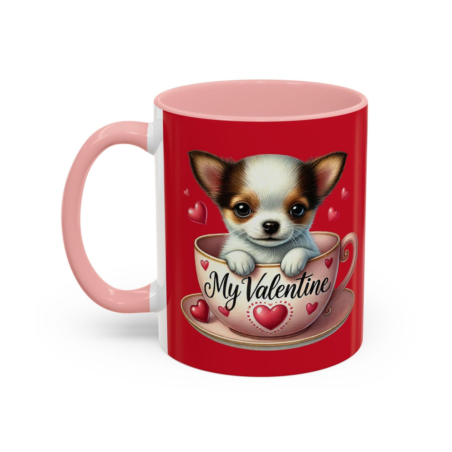 Personalized Valentine's Day Coffee Mug - Cute Dog Design, Pet Lover Gift, Custom Name Mug, Romantic Gift, Coffee Lover's Cup