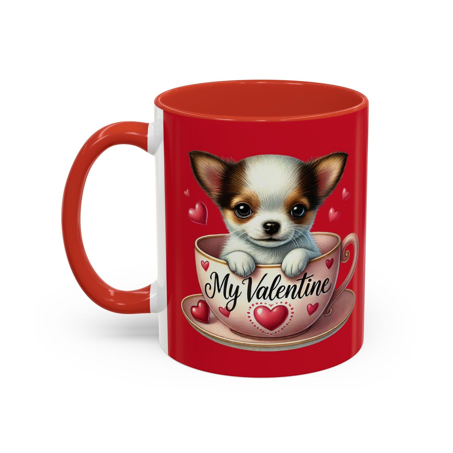 Personalized Valentine's Day Coffee Mug - Cute Dog Design, Pet Lover Gift, Custom Name Mug, Romantic Gift, Coffee Lover's Cup