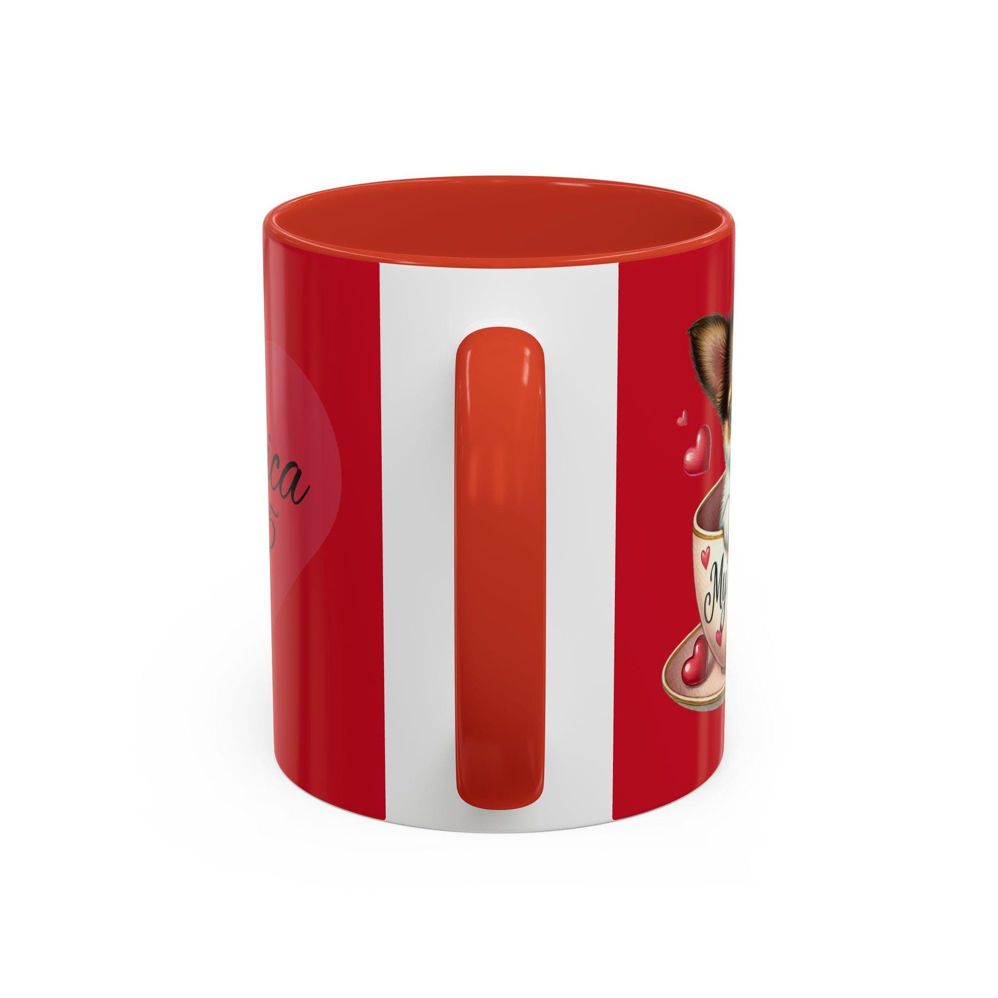 Personalized Valentine's Day Coffee Mug - Cute Dog Design, Pet Lover Gift, Custom Name Mug, Romantic Gift, Coffee Lover's Cup