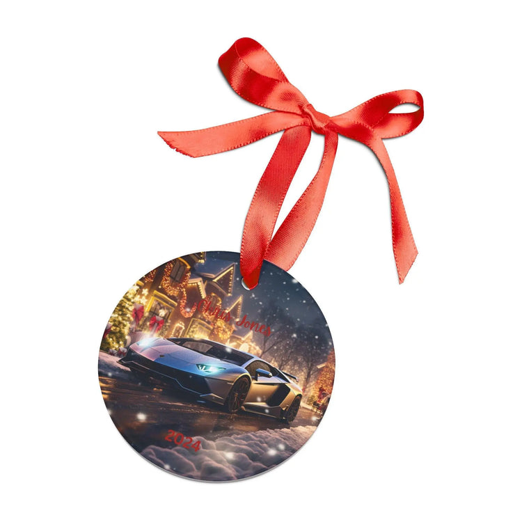 Personalized Silver Lamborghini Acrylic Ornament with Ribbon, Custom Name Gift, Holiday Decor, Car Lover Keepsake, Christmas Ornament 2024 The Aurora Touch