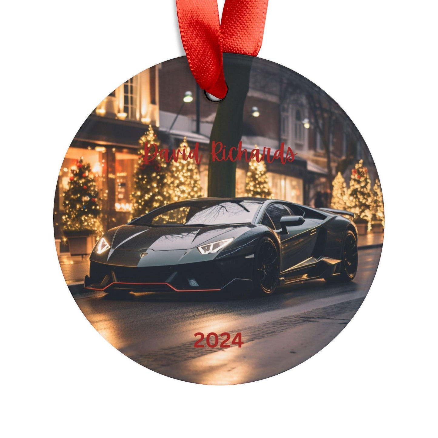 Personalized Car Lover Ornament, Christmas Decoration, Custom Gift for Him, Holiday Keepsake, Auto Enthusiast Decor, Black Lamborghini