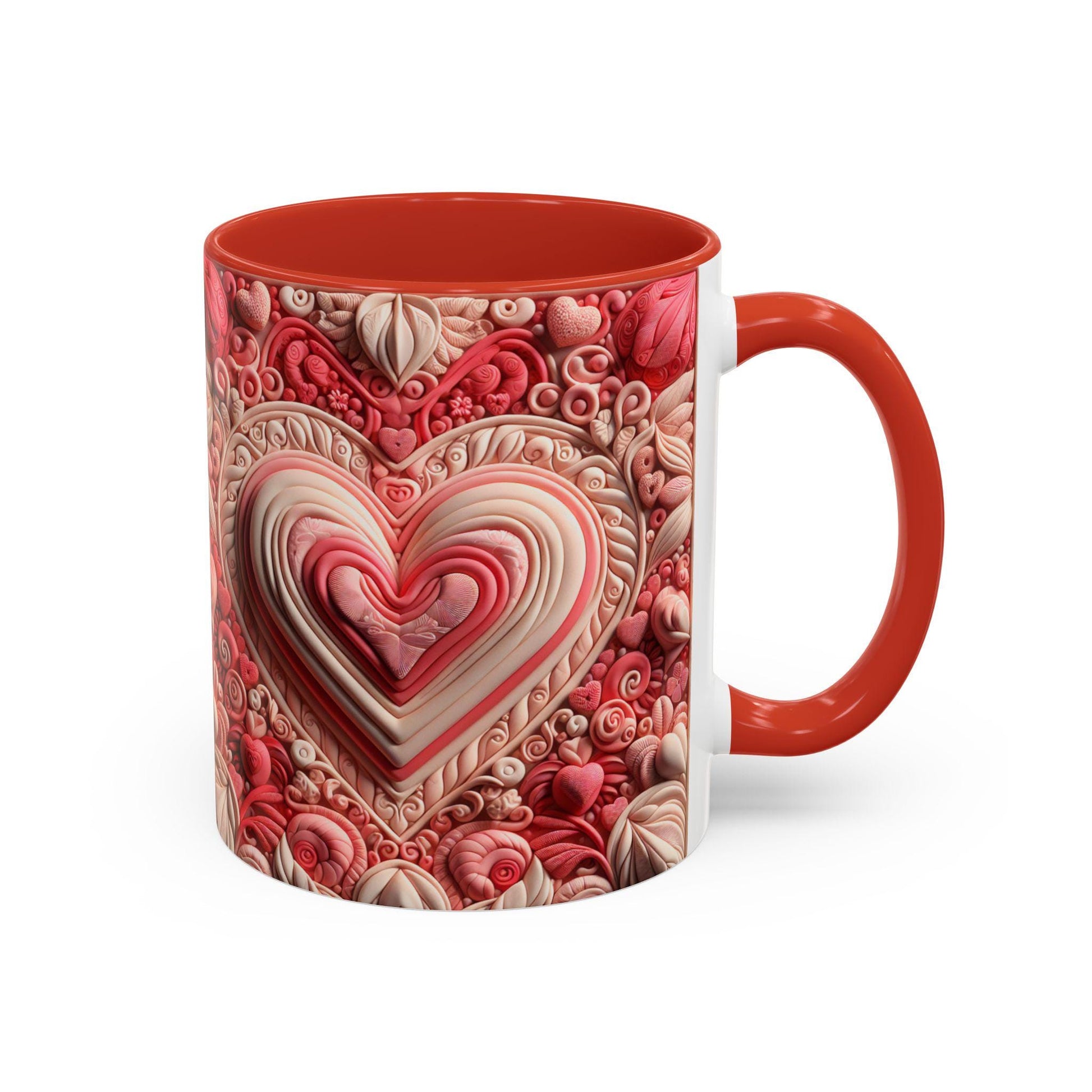 Romantic Heart Accent Coffee Mug - Perfect for Valentine's Day, Wedding Gifts, Love Celebrations, Cute Home Decor, Heart Lover's Gift