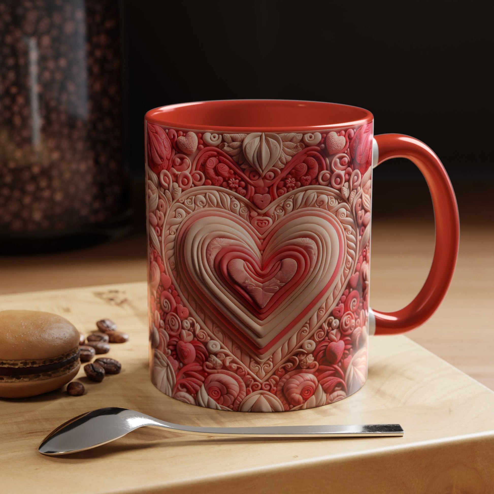 Romantic Heart Accent Coffee Mug - Perfect for Valentine&#39;s Day, Wedding Gifts, Love Celebrations, Cute Home Decor, Heart Lover&#39;s Gift