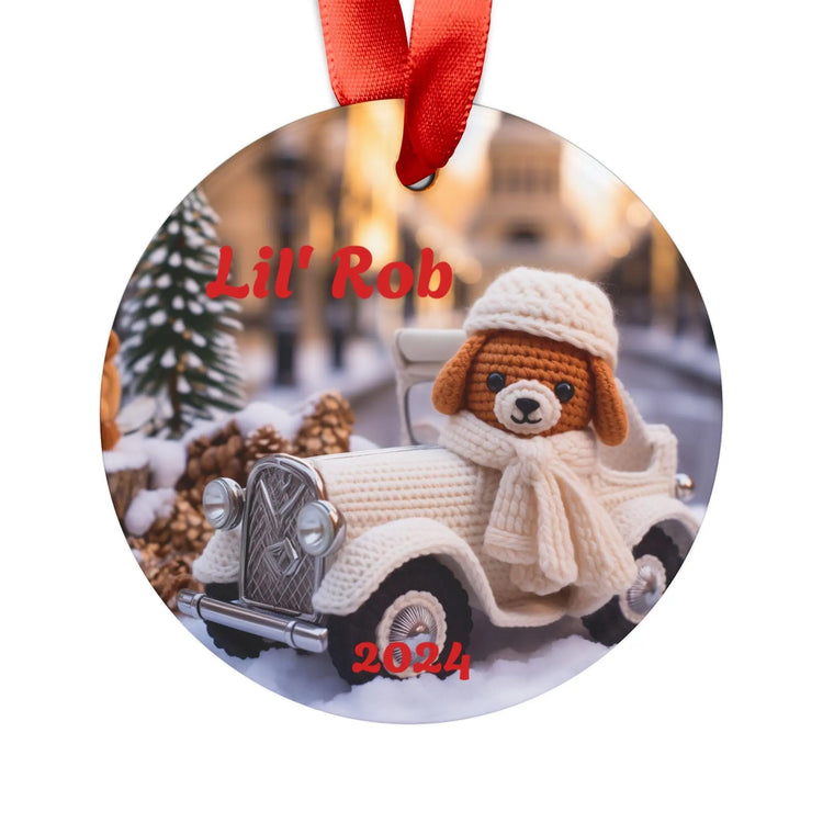 Personalized Acrylic Ornament with Dog Design, Custom Holiday Decor, Cute Pet-Themed Gift, Family Keepsake, Christmas Knit Decoration The Aurora Touch