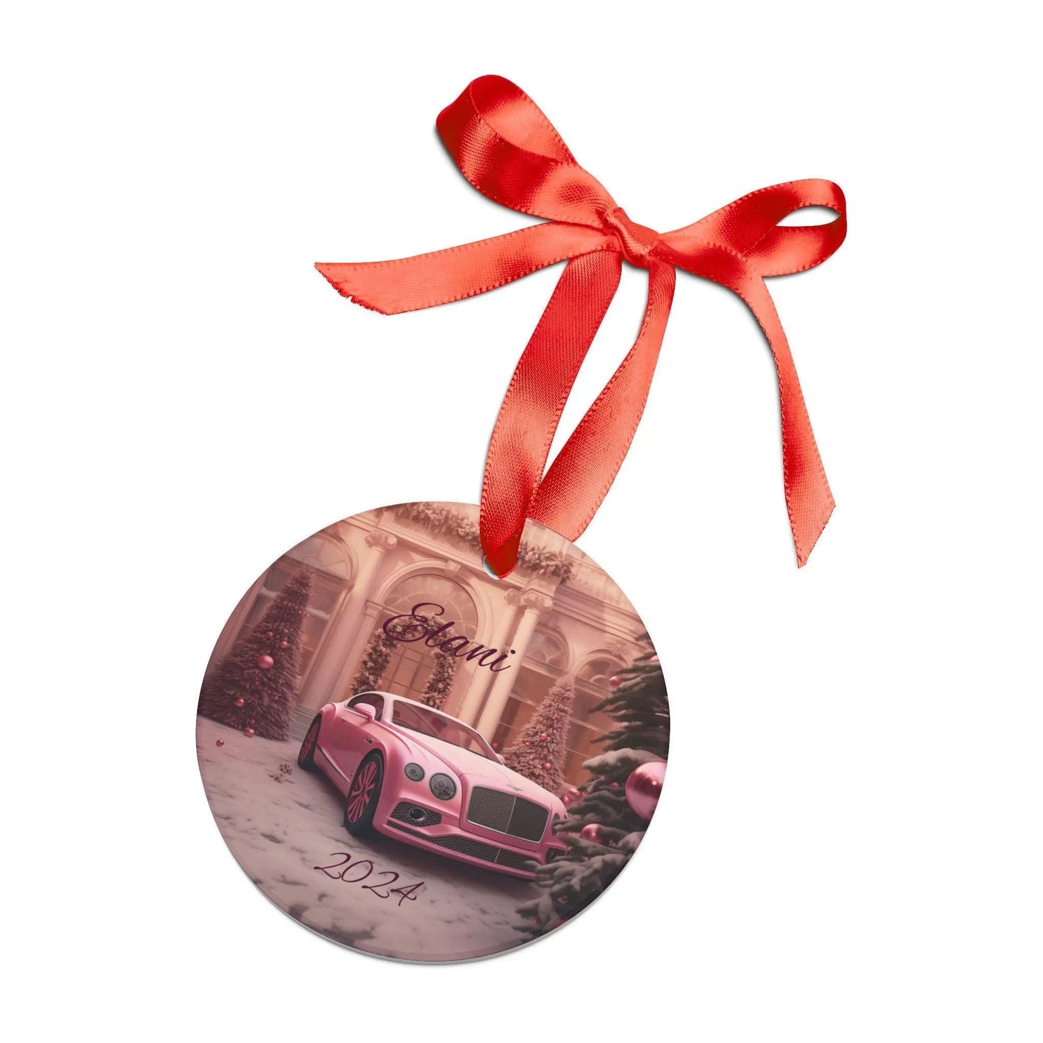 Personalized Acrylic Holiday Ornament, Christmas Decoration, Custom Car Ornament, Unique Gift, Tree Decor 2024, Pink Bentley The Aurora Touch