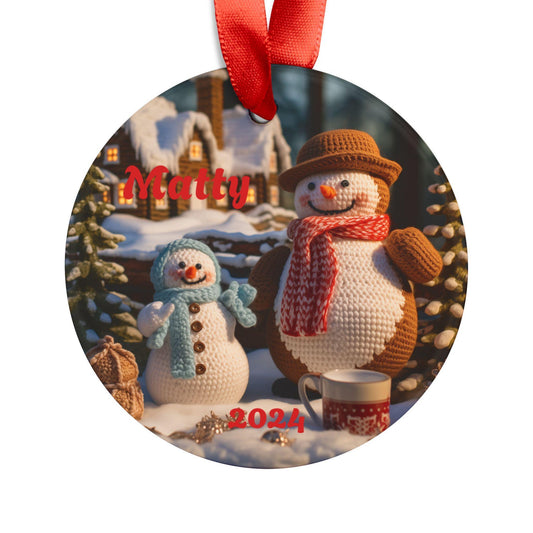 Personalized Snowman Acrylic Ornament, Holiday Decor, Christmas Keepsake, Family Gift, Winter Decoration, Customizable Decor