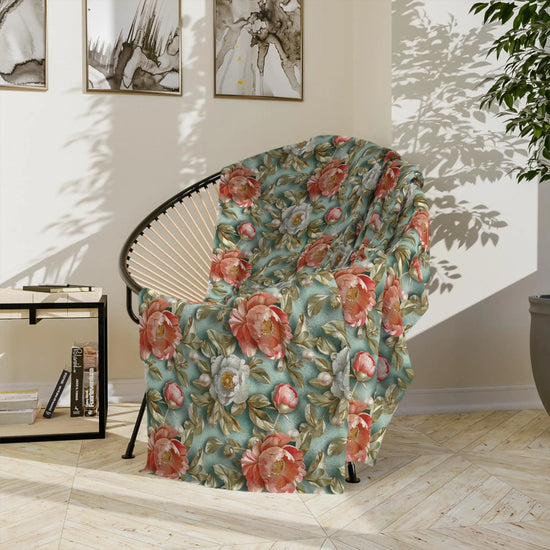 Vintage Floral Velveteen Blanket | Cozy Home Decor, Gift for Her, Bedroom Throw, Elegant Picnic Blanket, Art Print