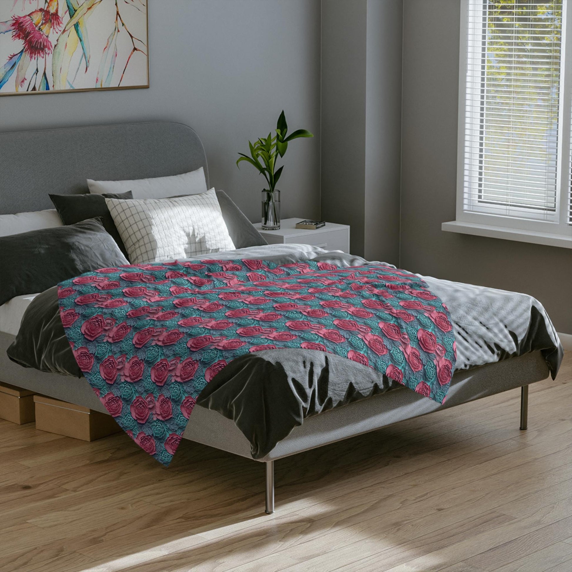 Floral Rose Microfiber Blanket, Cozy Throw, Soft Home Decor, Perfect Gift for Birthdays, Weddings, and Anniversaries