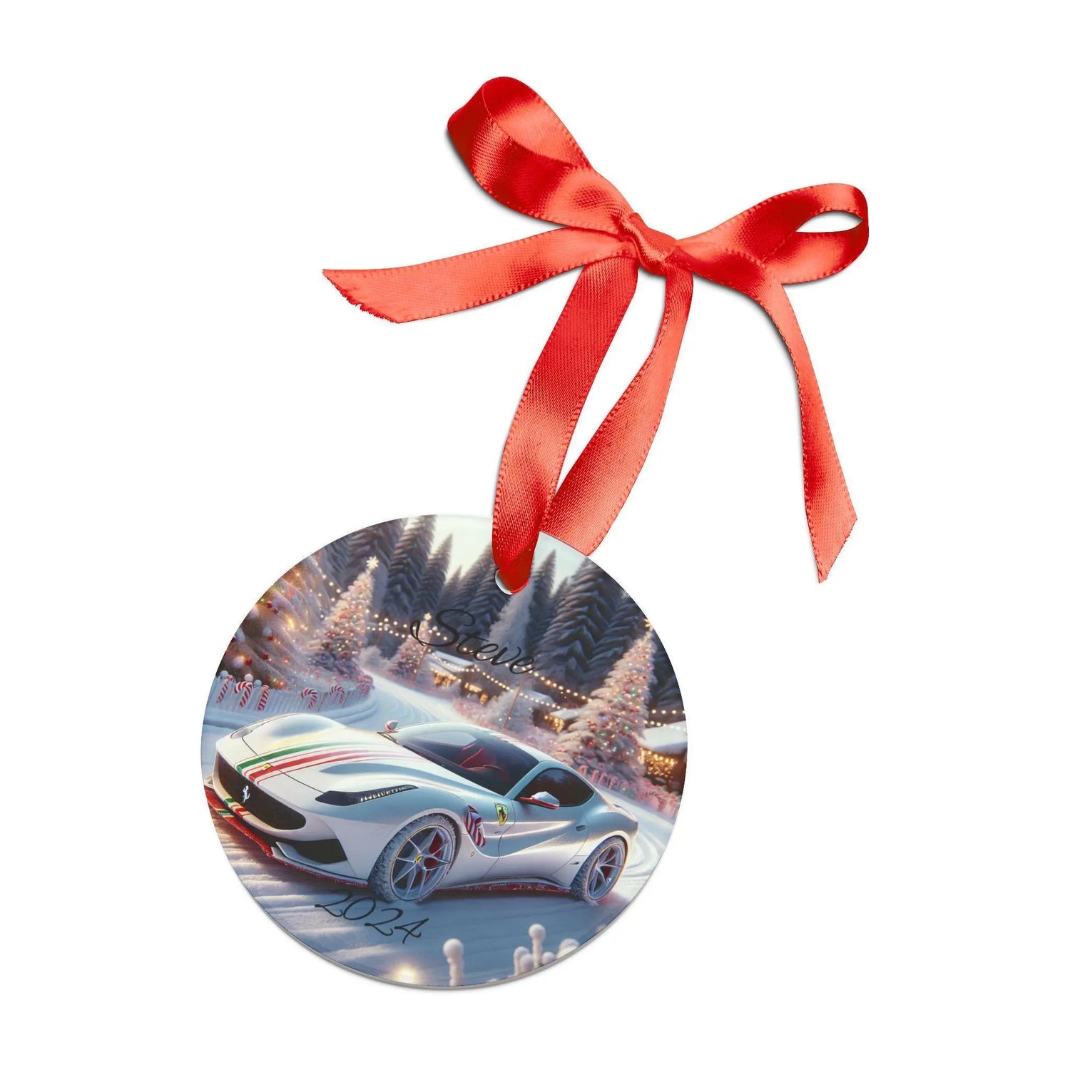 Personalized Christmas Acrylic Ornament, Holiday Decoration for Car Lovers, Custom Holiday Gift, Xmas Keepsake, Ferrari Ornament The Aurora Touch
