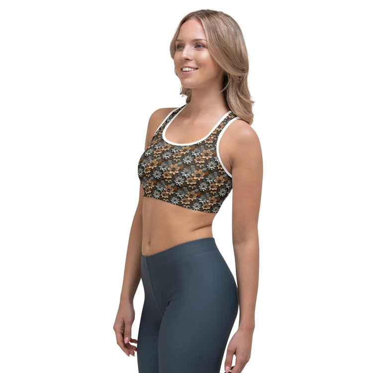 Floral All-Over Print Stylish Sports Bra – Comfortable & Trendy Activewear for Every Workout The Aurora Touch