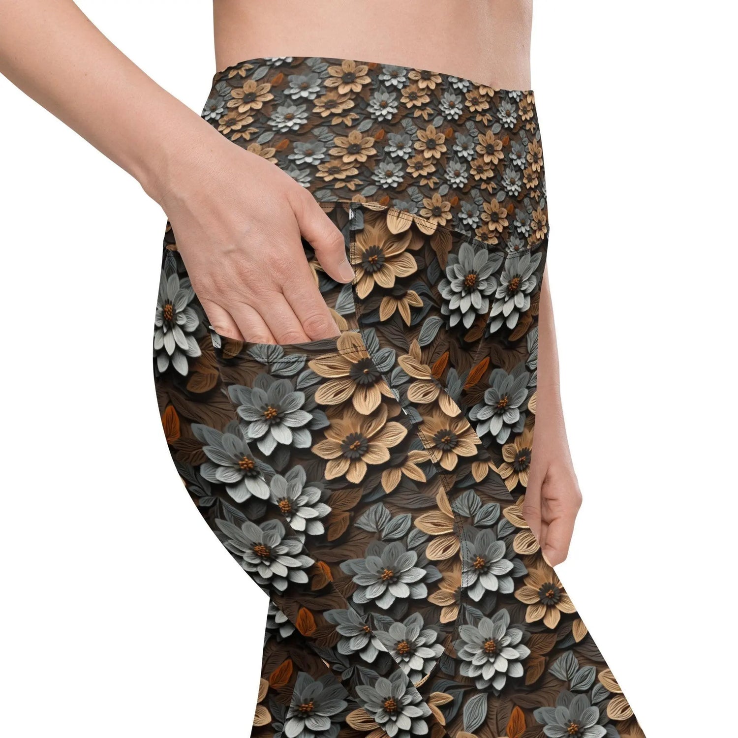 Warm Floral All-Over Print Leggings with Pockets – Stylish & Comfortable Everyday Wear The Aurora Touch