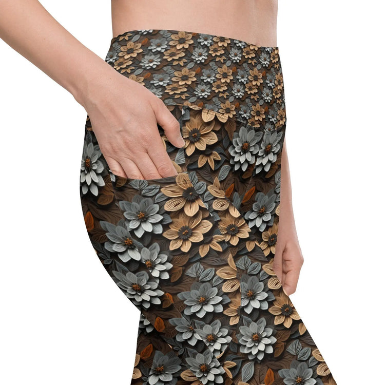 Warm Floral All-Over Print Leggings with Pockets – Stylish & Comfortable Everyday Wear The Aurora Touch