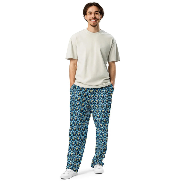 Colorful All-Over Print Uni-Sex Wide-Leg Joggers – Stylish & Comfortable Casual Loungers for Everyday Wear