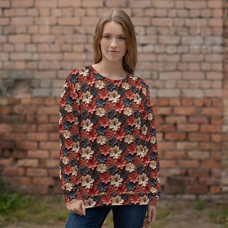 Bright Floral All-Over Pattern Sweatshirt for Women – Vibrant & Cozy Floral Sweatshirt for Every Season The Aurora Touch