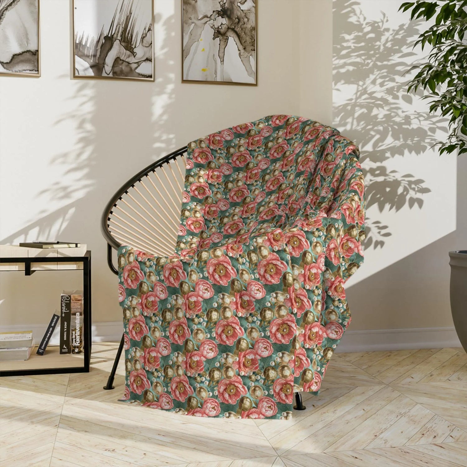 Cozy Floral Velveteen Microfiber Blanket, Soft Throw for Home Decor, Perfect Gift for Birthdays, Weddings, and Holidays, Bedspread, Picnic The Aurora Touch