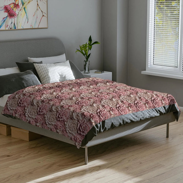 Floral Embossed Velveteen Microfiber Blanket, Cozy Throw, Soft Bed Cover, Home Decor, Gift for Her, Wedding, Birthday