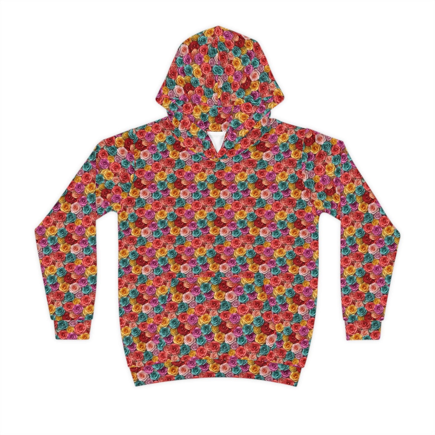 Colorful Floral Children Hoodie, Unique Kids Gift, Fun Rainy Day Wear, Cozy Playtime Apparel, Birthday or Holiday Present for Girl