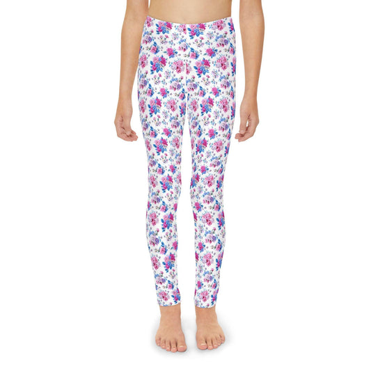 Floral Youth Full-Length Leggings, Stylish Girls Leggings, Comfortable Activewear, Trendy Spring Outfit, Gift for Young Girls