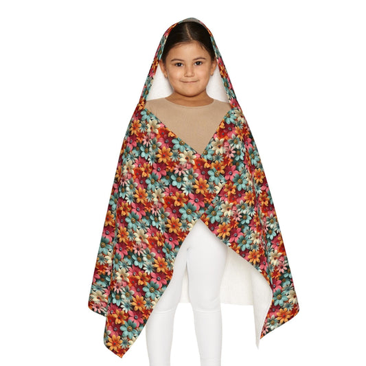 Toalla juvenil con capucha y estampado floral colorido: divertida y acogedora para niños, días de piscina, viajes a la playa, diversión de verano, regalos de cumpleaños y la hora del baño.