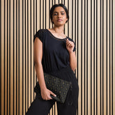 Elegant 3D Black & Gold Crossbody Bag | Sophisticated Embossed Design | Luxury Fashion Accessory | Stylish Functional