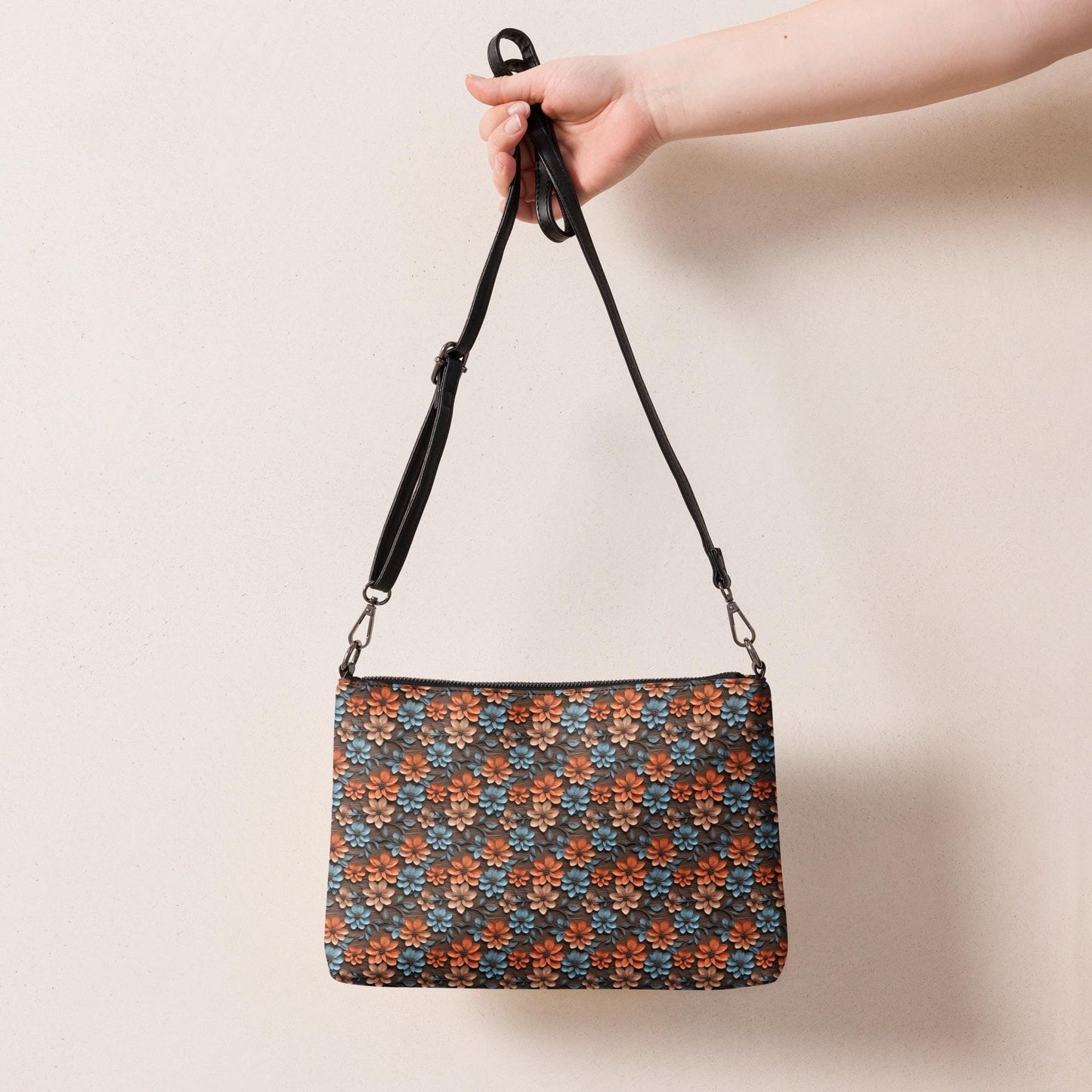 Warm Flowers All-Over Print Stylish Crossbody Bag - Unique Floral Print, Trendy and Functional Bag, Perfect for Daily Use, Gift for Her