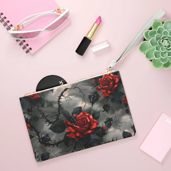 Elegant Floral Clutch Bag | Vintage Rose Design, Evening Purse, Party Accessory, Makeup Organizer, Gift for Her The Aurora Touch