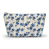 Floral Accessory Pouch, Blue Rose Pattern Design Cosmetic Travel Bag The Aurora Touch