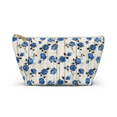 Floral Accessory Pouch, Blue Rose Pattern Design Cosmetic Travel Bag The Aurora Touch