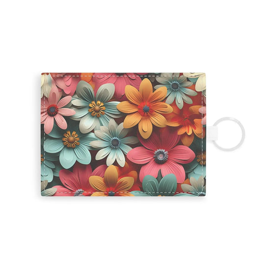 Floral Saffiano Leather Card Holder, Vibrant Wallet for Personal Use, Ideal Gift for Birthdays, Mother&