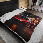 Luxury Velveteen Plush Blanket with Sports Car Design, Cozy Throw, Gift for Car Lovers, Home Decor, Soft Fleece Blanket, Auto Enthusiast