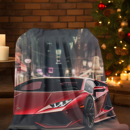 Luxury Velveteen Plush Blanket with Sports Car Design, Cozy Throw, Gift for Car Lovers, Home Decor, Soft Fleece Blanket, Auto Enthusiast