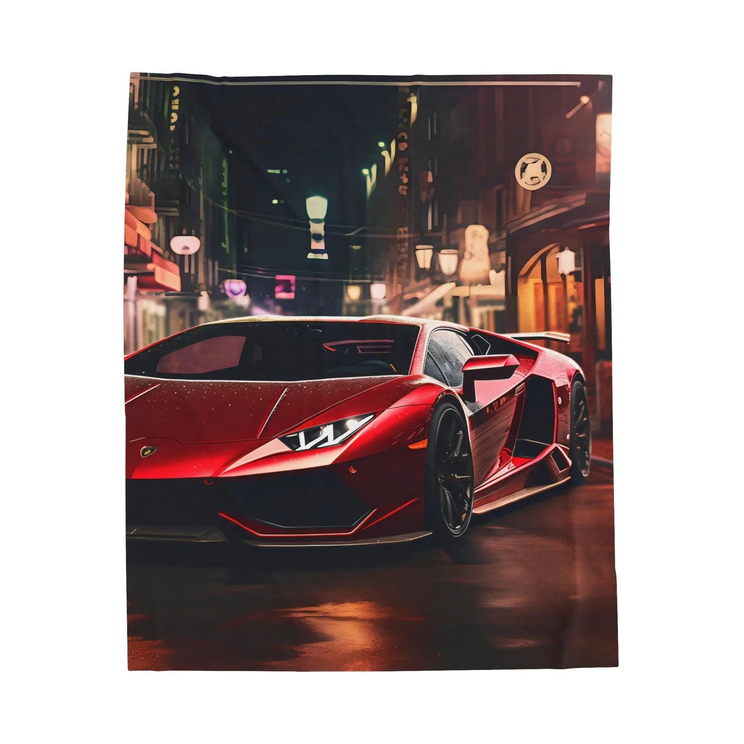 Velveteen Plush Blanket, Red Lamborghini soft fleece bed couch covering stylish modern exotic fast car room Teen dorm design decor The Aurora Touch