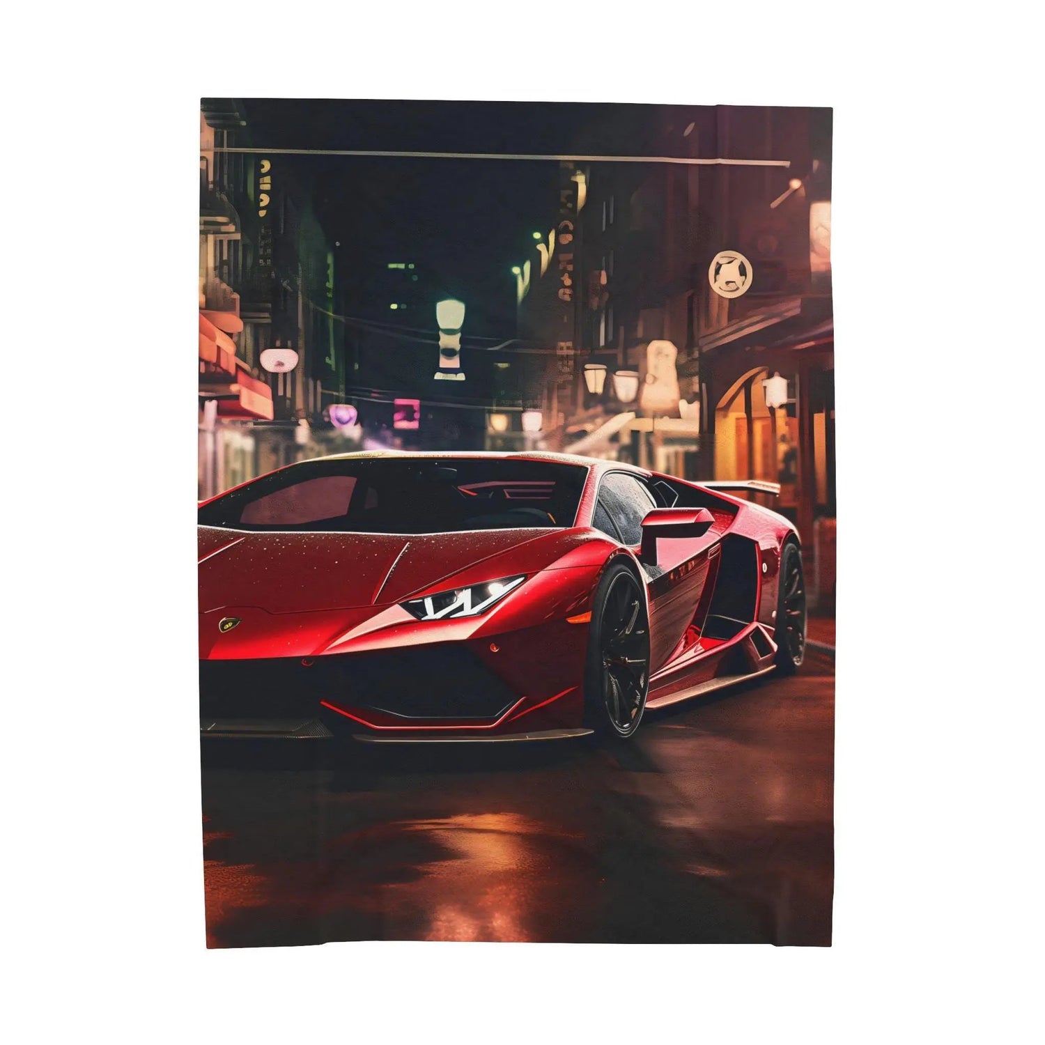 Velveteen Plush Blanket, Red Lamborghini soft fleece bed couch covering stylish modern exotic fast car room Teen dorm design decor The Aurora Touch