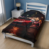 Velveteen Plush Blanket, Red Lamborghini soft fleece bed couch covering stylish modern exotic fast car room Teen dorm design decor The Aurora Touch