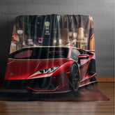 Velveteen Plush Blanket, Red Lamborghini soft fleece bed couch covering stylish modern exotic fast car room Teen dorm design decor The Aurora Touch