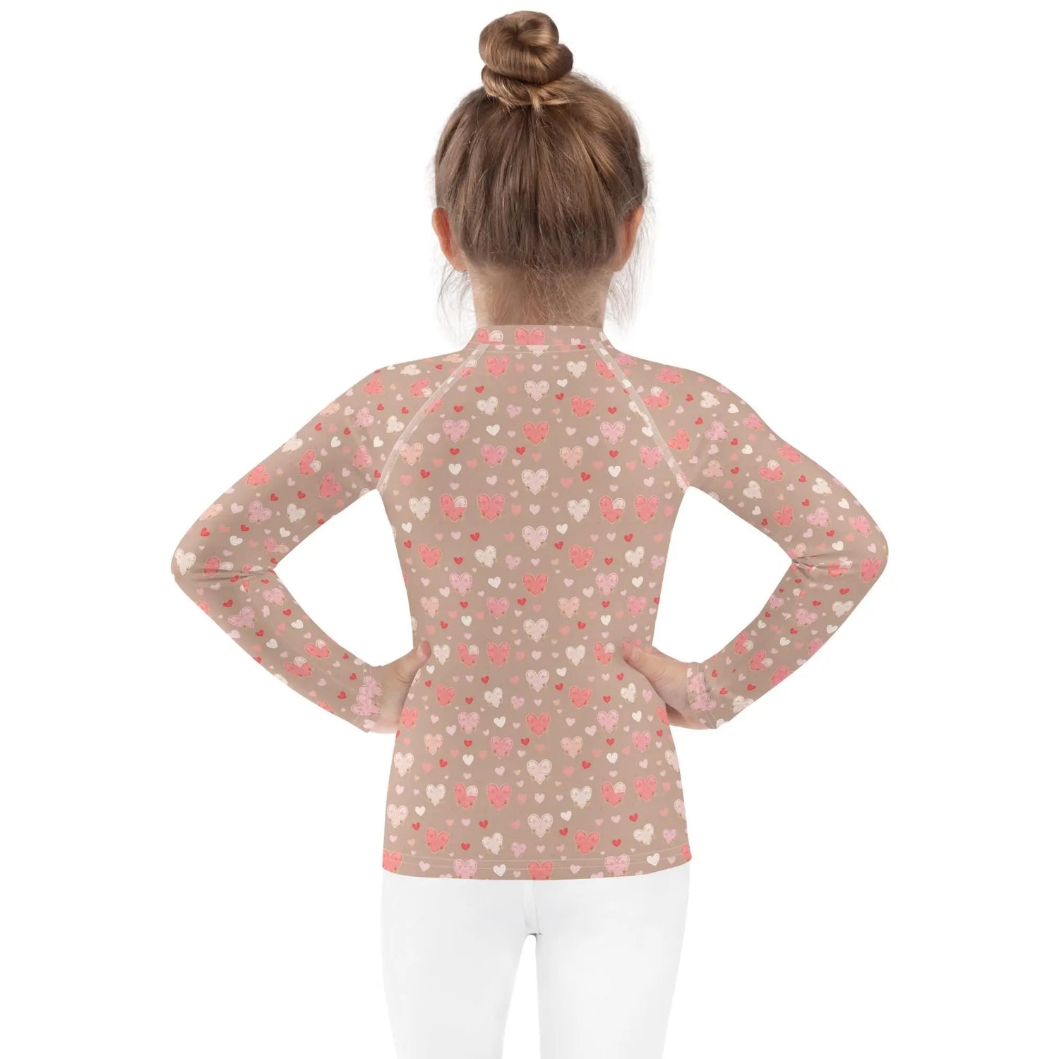 Valentine’s Heart Design Rash Guard for Girls – Stylish & Comfy Swimwear – Perfect for Valentine&
