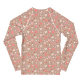 Valentine’s Heart Design Rash Guard for Girls – Stylish & Comfy Swimwear – Perfect for Valentine&