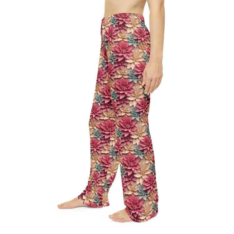 Bohemian Floral Pajama Pants, Cozy Lounge Pants, Indoor Wear, Flower Print Sleepwear, Gift for Her, Relaxation Outfit The Aurora Touch