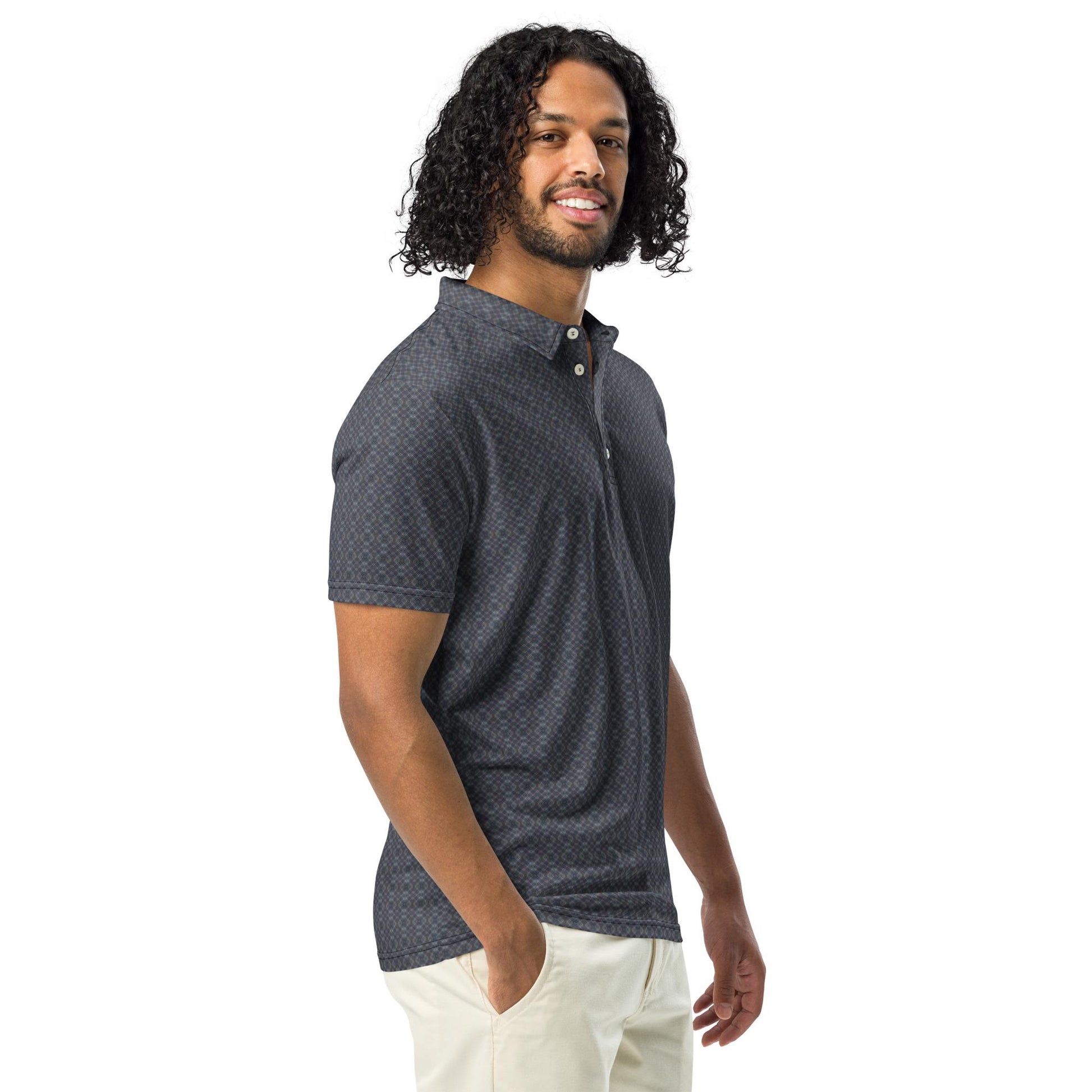 Men&#39;s Geometric Pattern Slim Fit Polo - Stylish, Modern & Comfortable Casual Shirt, Great Gift For Him