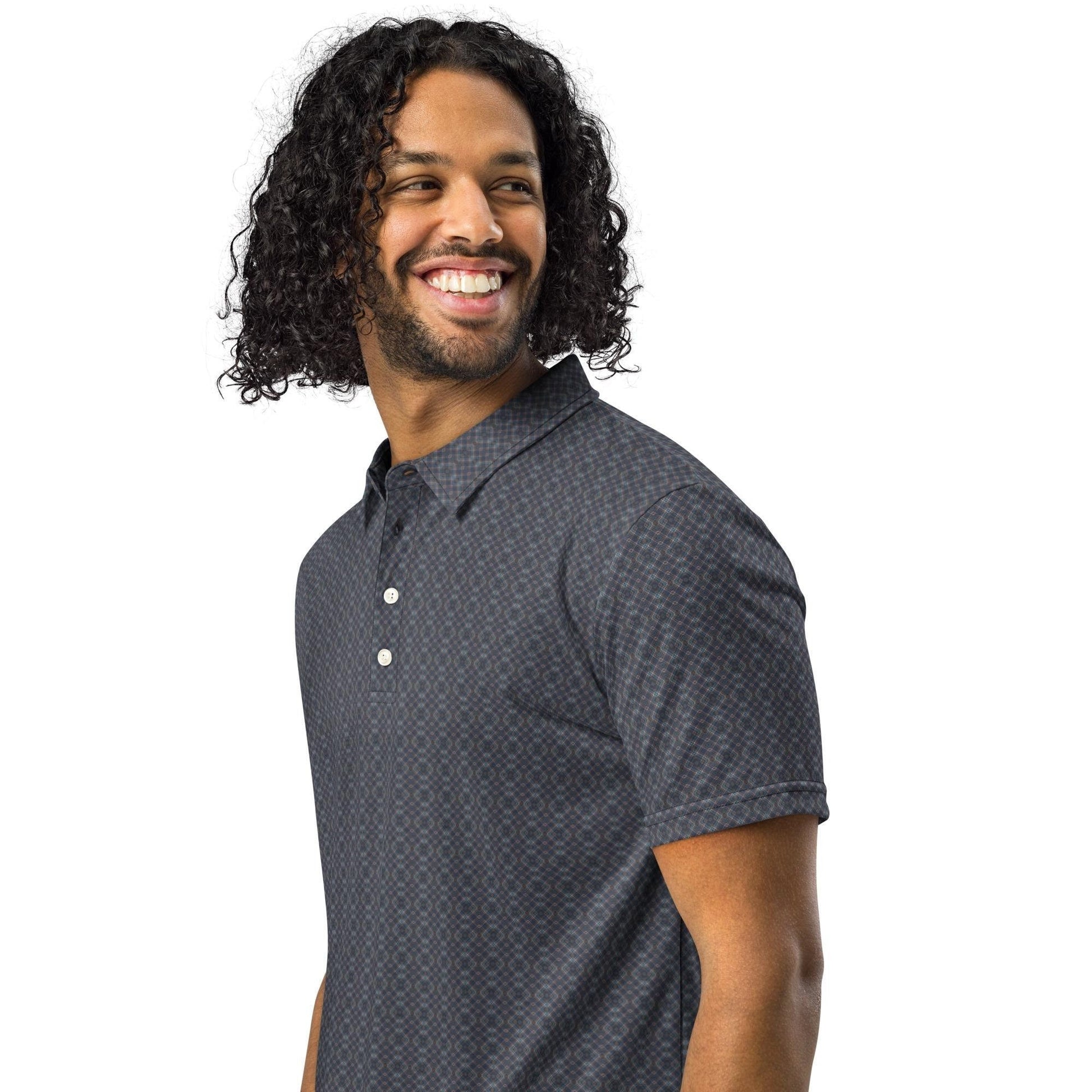 Men&#39;s Geometric Pattern Slim Fit Polo - Stylish, Modern & Comfortable Casual Shirt, Great Gift For Him