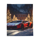 Lamborghini Holiday Velveteen Plush Blanket, Luxury blankets, Xmas Blankets, Bedroom Blanket, Couch Throw, Boys Bedroom, Car Lover Gift The Aurora Touch