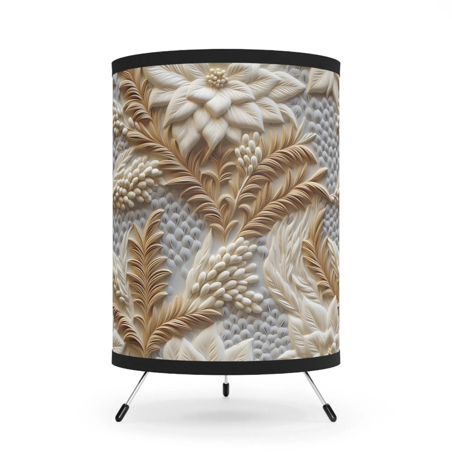 Elegant Tripod Lamp with Floral High-Res Printed Shade, Modern Home Decor, Boho Style Lighting, Unique Gift Idea, Living Room Accent, The Aurora Touch