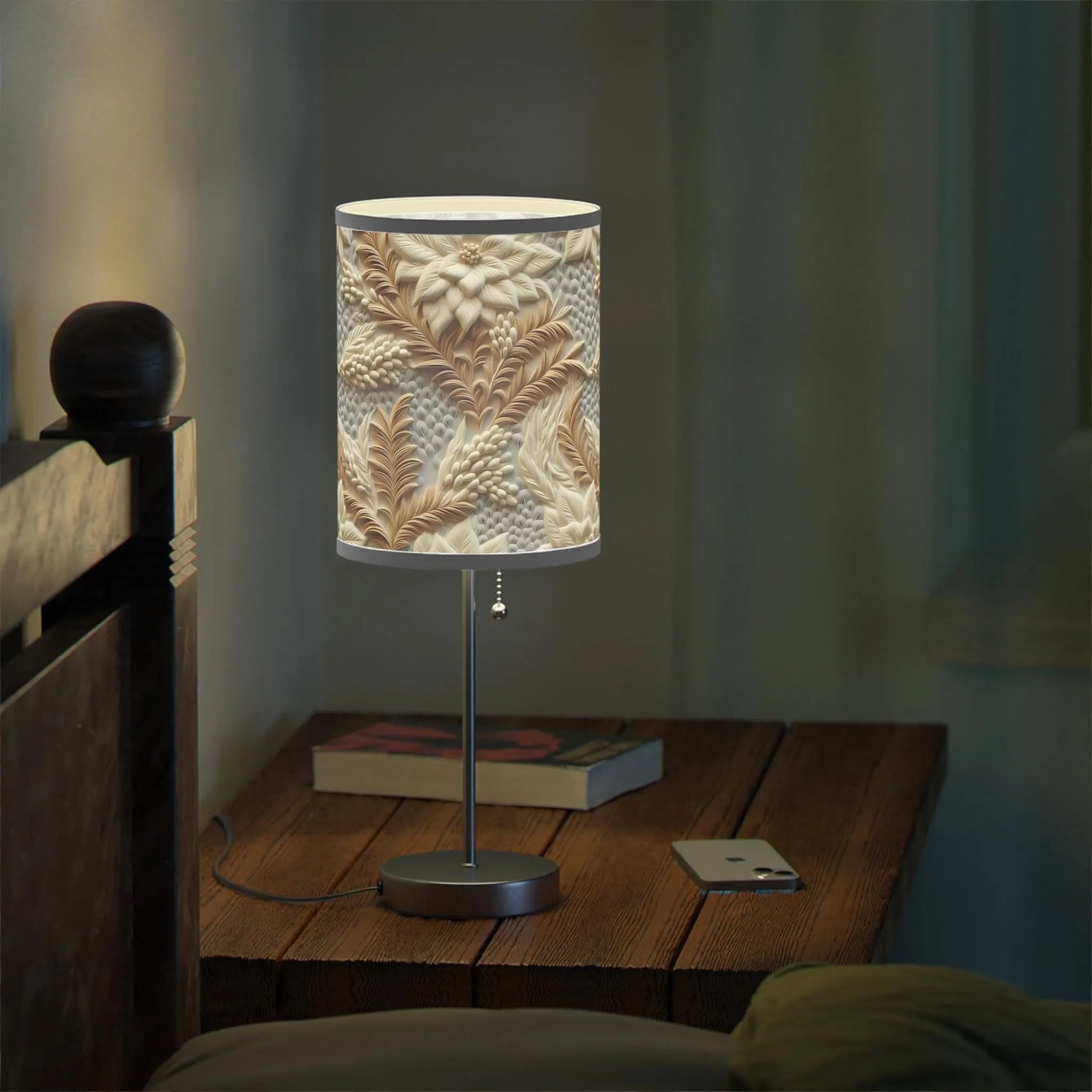 Botanical Pattern Table Lamp, Home Decor, Cozy Atmosphere, Floral Design, Bedroom Lighting, Housewarming Gift, Elegant Table Lamp