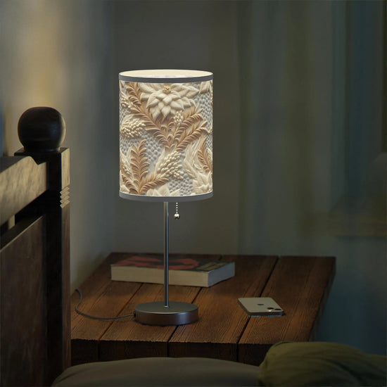 Botanical Pattern Table Lamp, Home Decor, Cozy Atmosphere, Floral Design, Bedroom Lighting, Housewarming Gift, Elegant Table Lamp