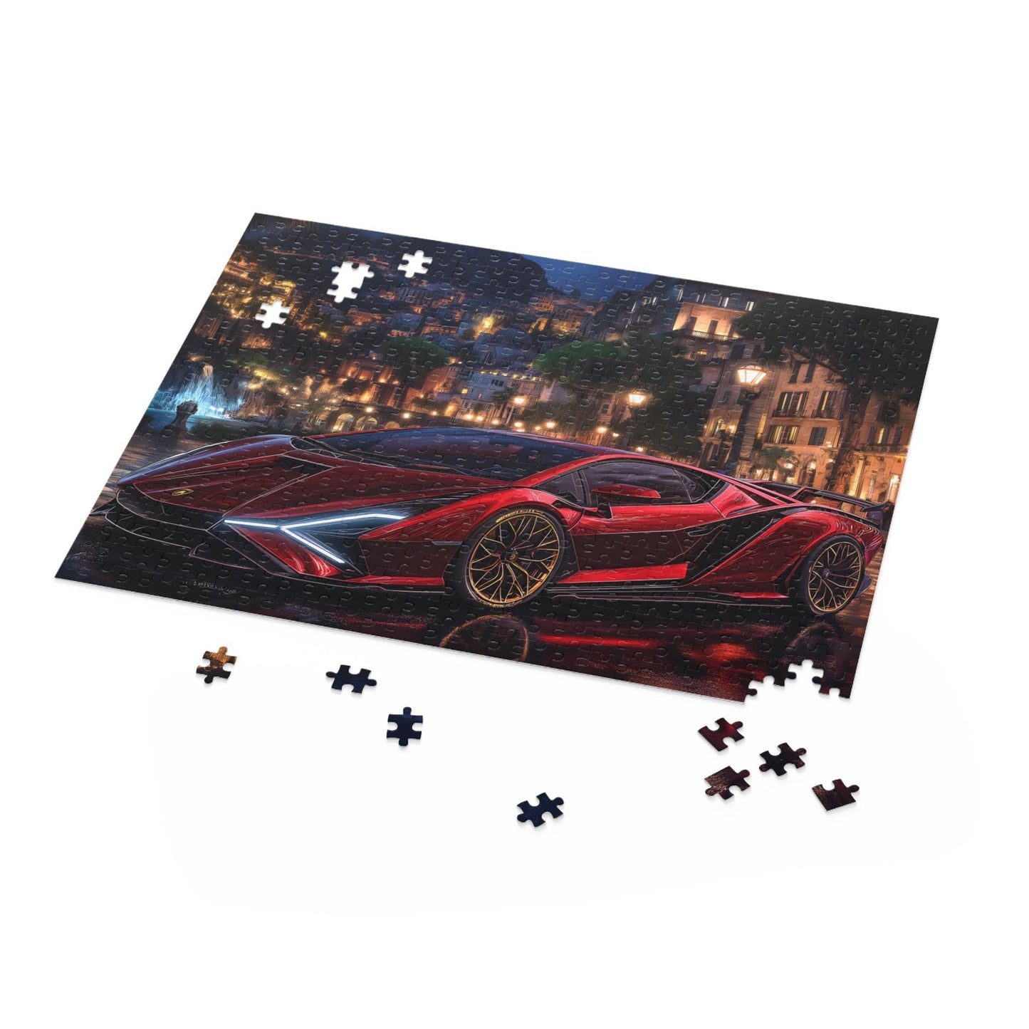 Lamborghini Nightscape Puzzle | 120, 252, 500-Piece | Car Enthusiast Gift | Dynamic Nighttime Art | Family Game Night | Perfect for Father's