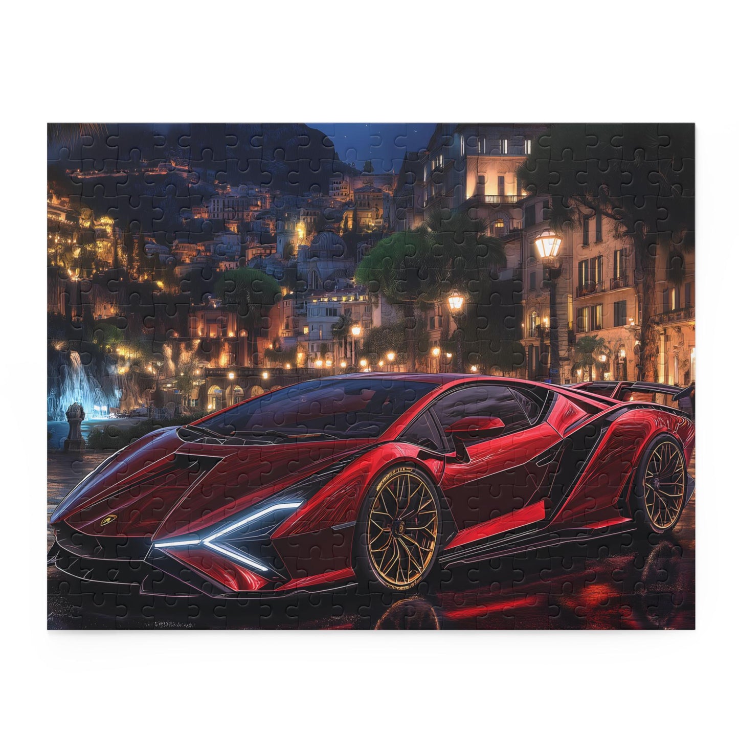 Lamborghini Nightscape Puzzle | 120, 252, 500-Piece | Car Enthusiast Gift | Dynamic Nighttime Art | Family Game Night | Perfect for Father's