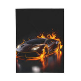 Plush Blanket, Race Car Portrait, Exotic Car Art, Stylish, Young Teen Gift, Teen Bedroom Decor, Black Lamborghini The Aurora Touch