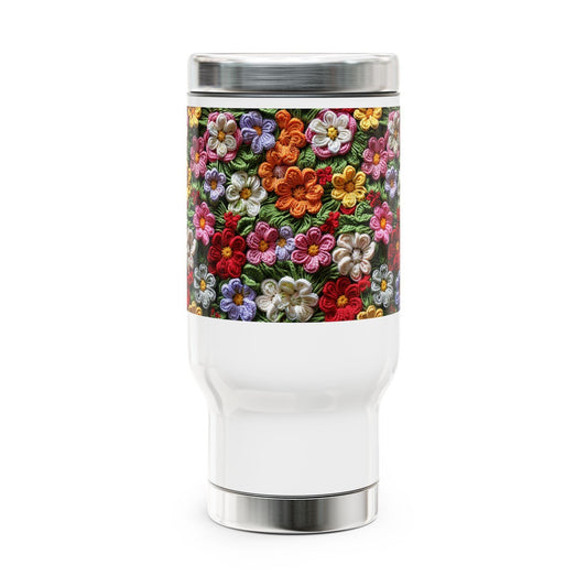 Vibrant Floral Stainless Steel Travel Mug, Perfect for Coffee Lovers, On-the-Go Drinkware, Eco-Friendly Gift Ideas, Travel Accessory