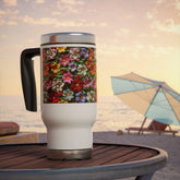 Vibrant Floral Stainless Steel Travel Mug, Perfect for Coffee Lovers, On-the-Go Drinkware, Eco-Friendly Gift Ideas, Travel Accessory The Aurora Touch
