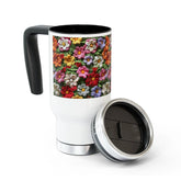 Vibrant Floral Stainless Steel Travel Mug, Perfect for Coffee Lovers, On-the-Go Drinkware, Eco-Friendly Gift Ideas, Travel Accessory The Aurora Touch